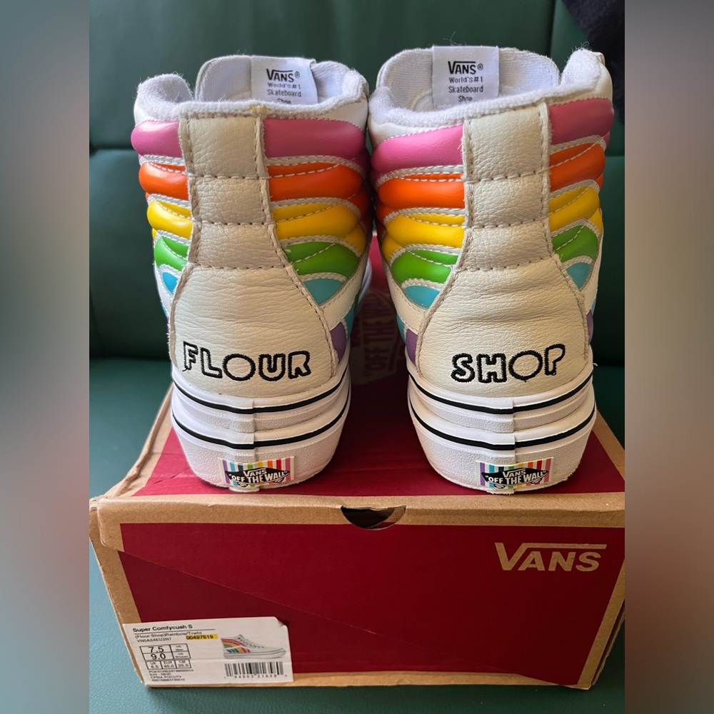 Vans Platform Super ComfyCush Sk8-Hi Rainbow Flour Shop Women’s 9 w/original box